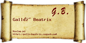 Galló Beatrix névjegykártya
